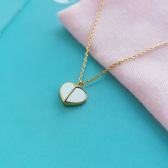 kate spade Jewelry - heritage spade enamel heart mini necklace white